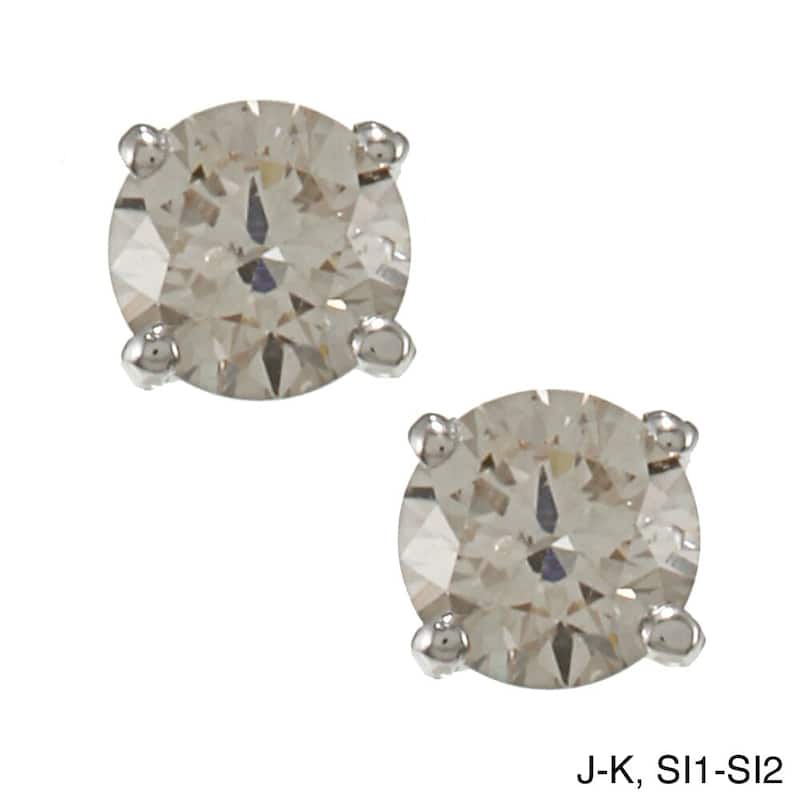Auriya 2/5ctw Round Clarity-enhanced Diamond Stud Earrings Platinum (E-F, H-I or J-K, SI1-SI2, I1-I2 or I2-I3) - E-F, SI1-SI2