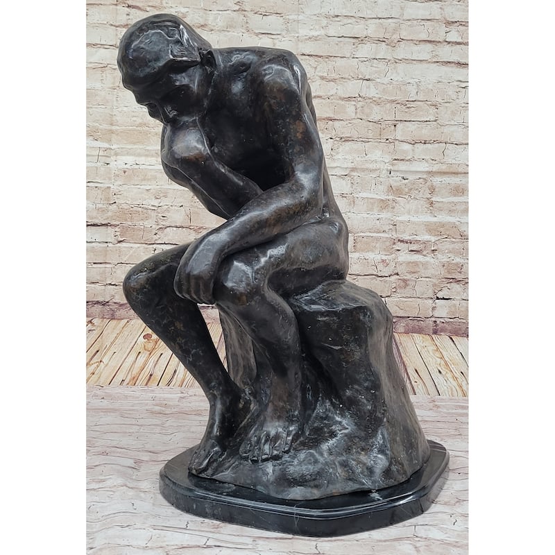The Thinker Thinking Man Auguste Rodin Bronze Statue Sculpture Replica 24 Inches X 14 Inches