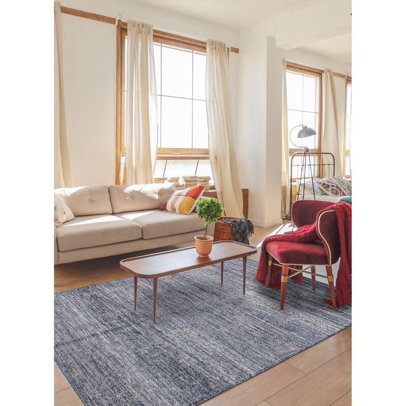 ECARPETGALLERY Hand-knotted Loreto Blue Silk Rug - 9'7 x 14'6