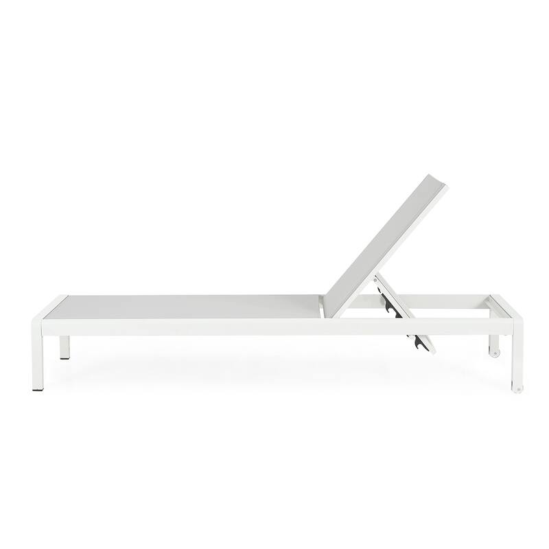 Cape Coral Outdoor Aluminum Chaise Lounge (Set of 2) by Christopher Knight Home - 77.56" D x 25.20" W x 11.80" H