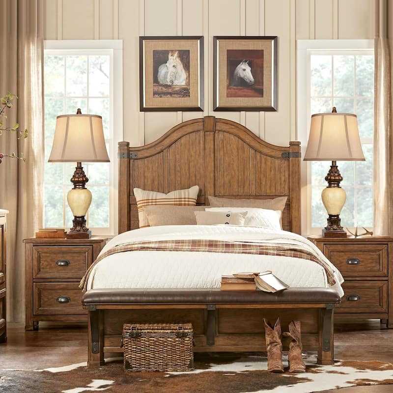 28" High Traditional Table Lamp with Faux Silk Bell Shades (Set of 2)