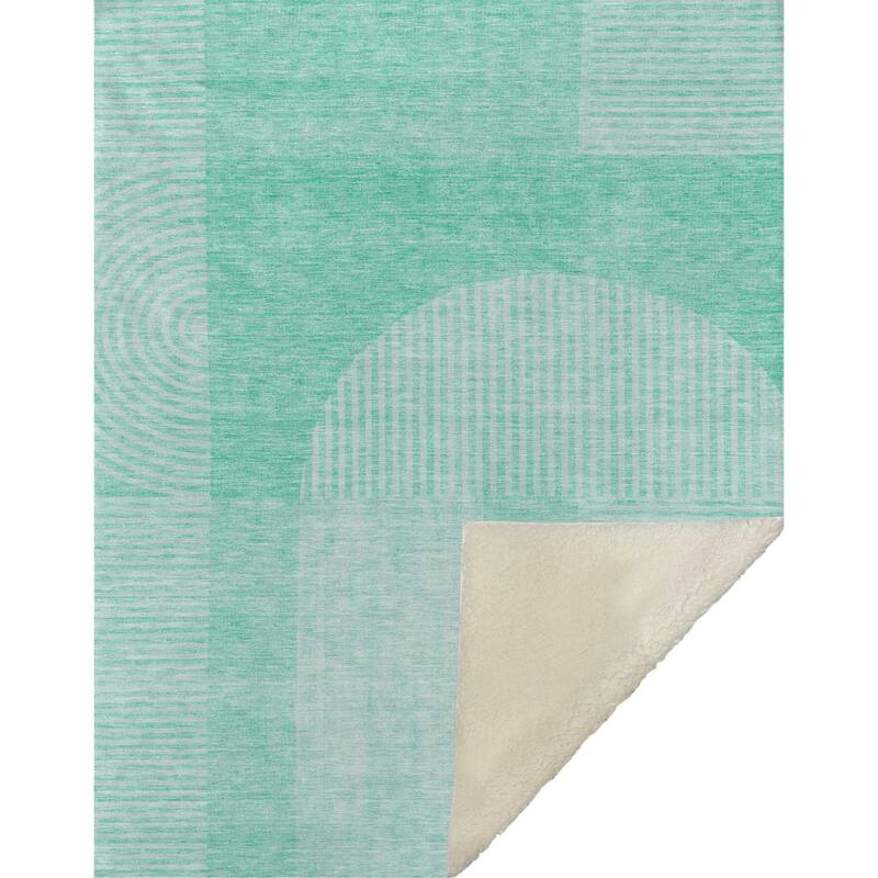 Premium Machine Washable Modern Geo Sherpa Throw Blanket