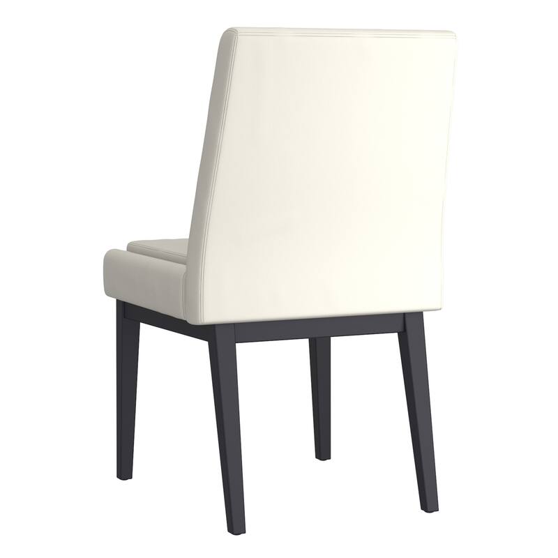 Contemporary Faux Leather and Metal Dining Chair, Set of 4 - Beige and Black