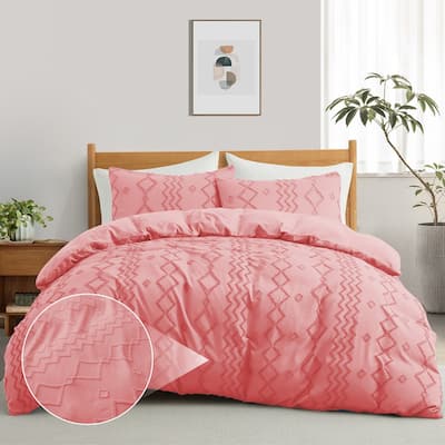 Bohemian Clipped Duvet Cover Set with Zipper Closure