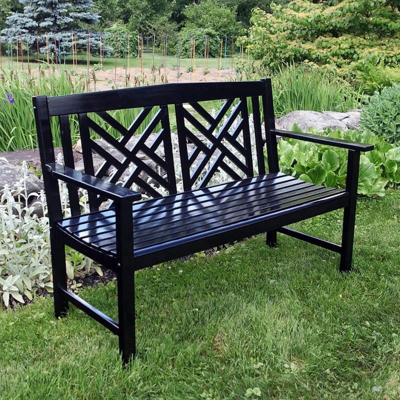 4FT Wooden Indoor/Outdoor Fretwork Bench, Home Patio Garden Deck Seating