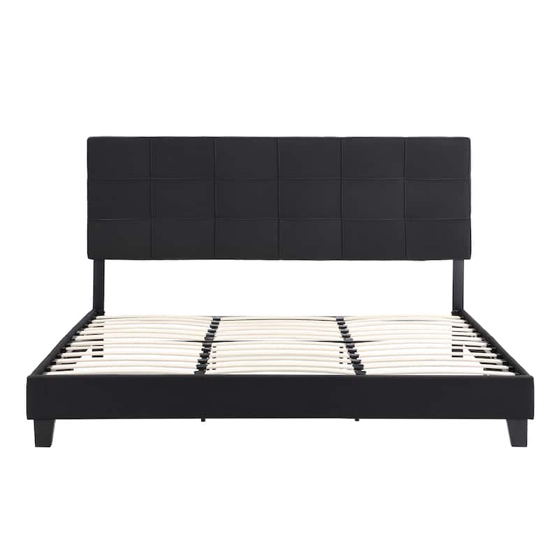Black King Linen Bed with Tufted Headboard