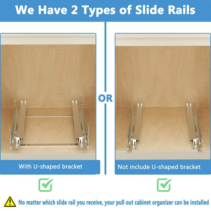 23.5-in W x 3.94-in H x 20.98-in D 2-Tier Wood Cabinet Pull Out Shelf