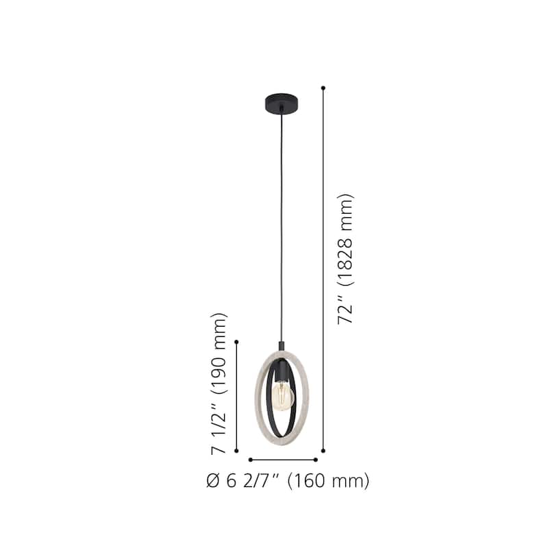 Basildon - 1-Light Open Bulb Mini Pendant - Natural Wood