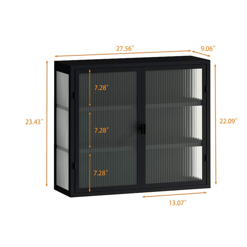 Glass Doors Modern Two-door Wall Cabinet with Featuring Storage