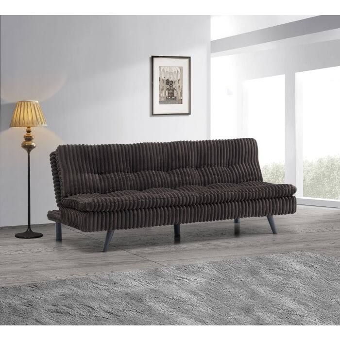 Modern Corduroy Futon Sofa Bed with Plush Tufted Pillow Top, Convertible Living Room Sofa Bed - Brown