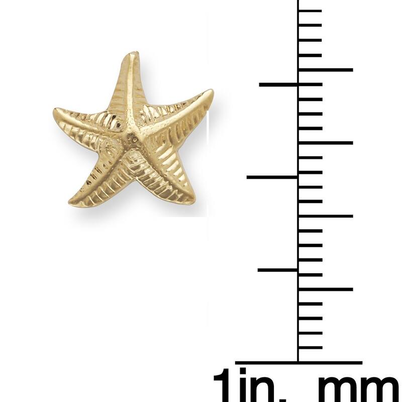 14k Yellow Gold Starfish Post Earrings - Orange