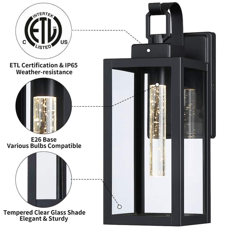 2Pack-7W LED Outdoor Wall Light - 5"x6.73"x13.74"