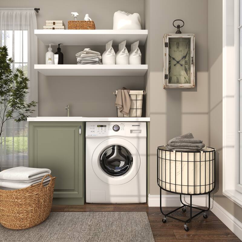Black Metal Deep Set Wire Basket Storage Cart with Wheels and Fabric Lining
