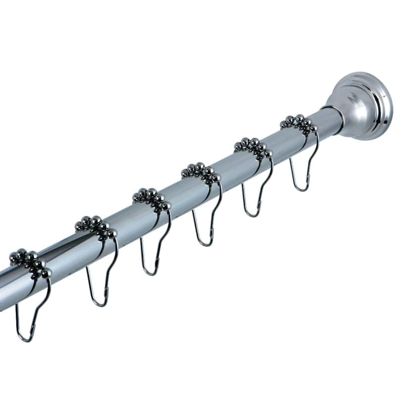 Edenscape 60-Inch to 72-Inch Adjustable Shower Curtain Rod with Rings Combo - Polished Chrome - Polished Chrome