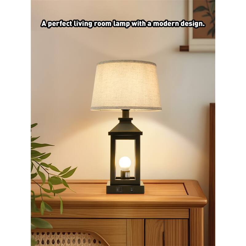 20.5" Black Farmhouse Table Lamp (Bulbs Included, Set of 2)