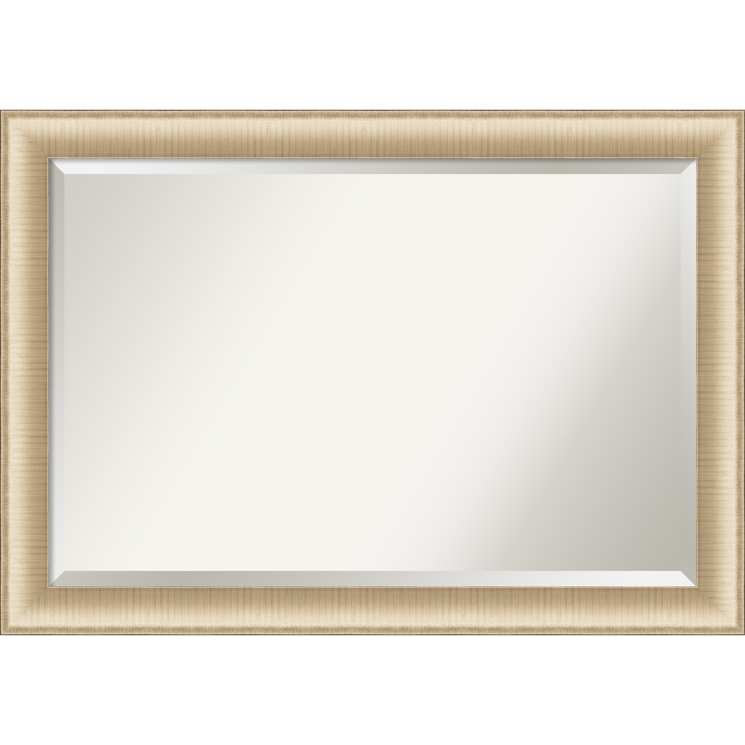Beveled Bathroom Wall Mirror - Elegant Brushed Honey Frame