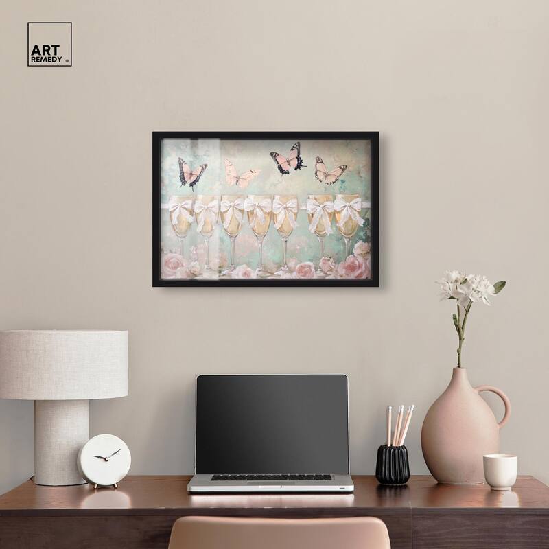 Champagne Mint and Pink Glass Shadowbox by Art Remedy