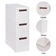preview thumbnail 11 of 16, Javlergo White Stripe Narrow Storage Cabinet 3/4/5-Layer Rolling Bathroom Organizer with Drawers Wheels for Bathroom Living Room
