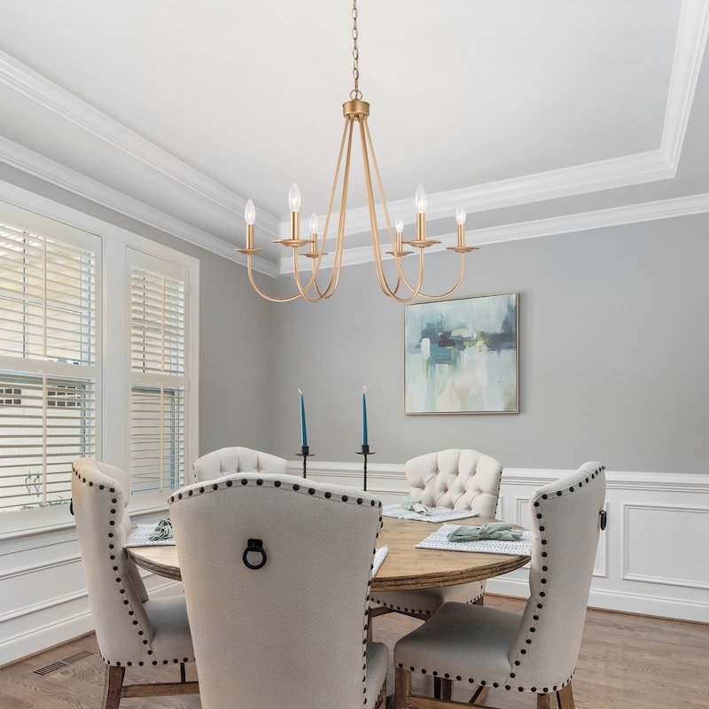 Modern Farmhouse Black Classic Candle Unique Chandelier with Adjustable Swing Arms for Dining Room - D28" x H84.5"