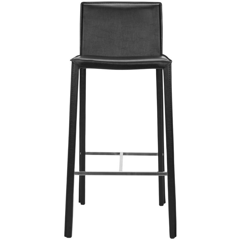 SAFAVIEH Marilynn Mid-Century 30-inch White Leather Bar Stool (Set of 2) - 18.3" x 19.7" x 39.4" - 18Wx20Dx39H