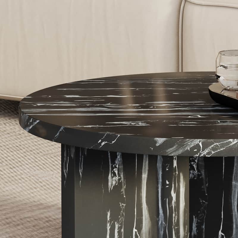 MDF material circular coffee table with texture