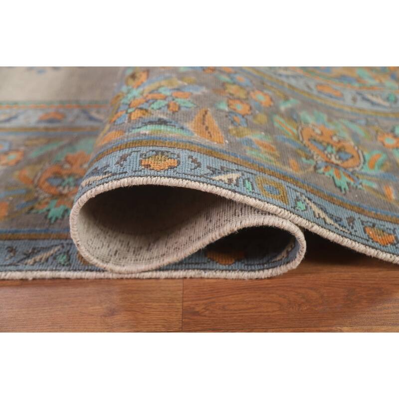 Hand Knotted Oriental 100% Wool Carpet Traditional Medallion Green Tabriz Area Rug - 12' 7'' X 9' 7''