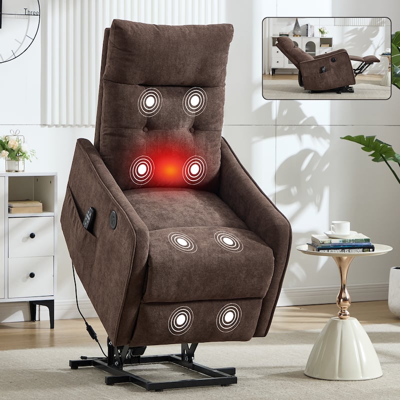 Single Motor Power Lift Recliner with USB Port and 155 Degree Recline