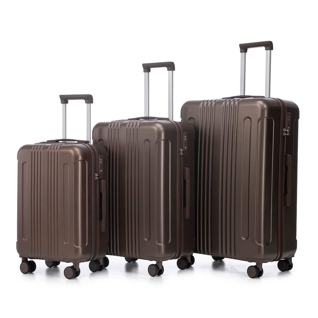 20"/24"/28" 3-Piece, Modern Luggage Sets with Retractable Handle and Combination Lock, for Boarding Travel, Brown