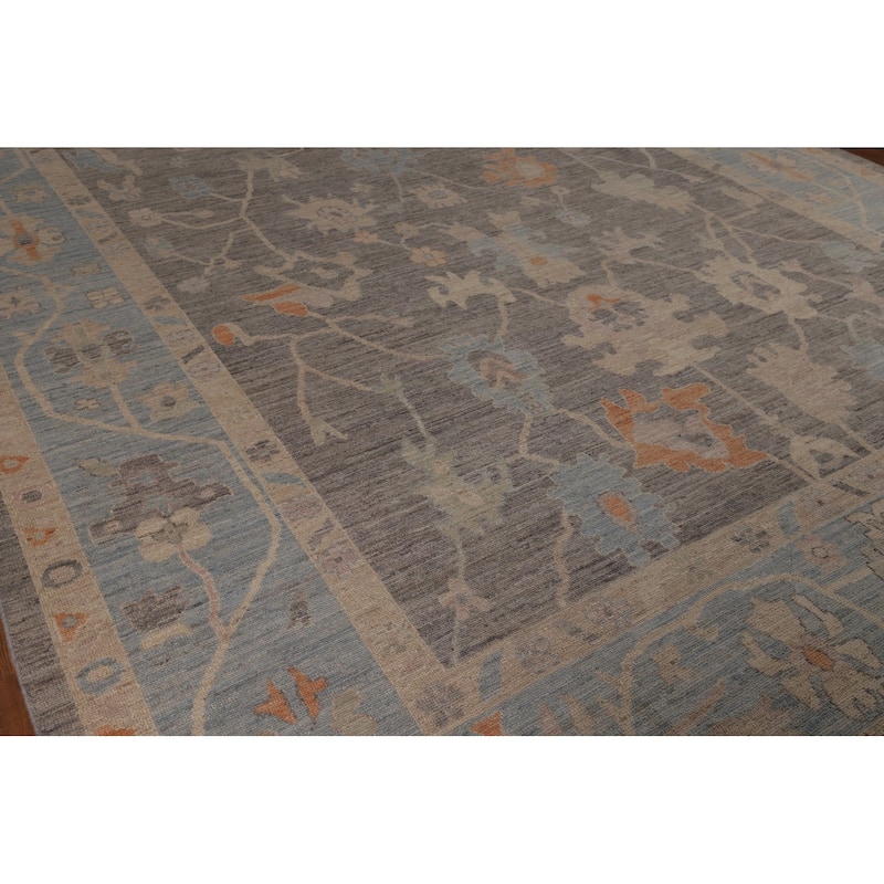 Gray Oushak Turkish Large Area Rug Hand-Knotted Wool Carpet - 10'1"x 13'8"