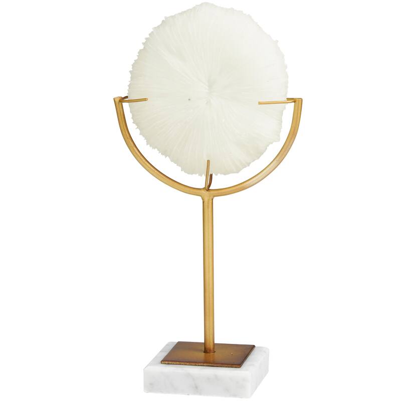 Cream Polystone Handmade Coral Sculpture with Marble Base