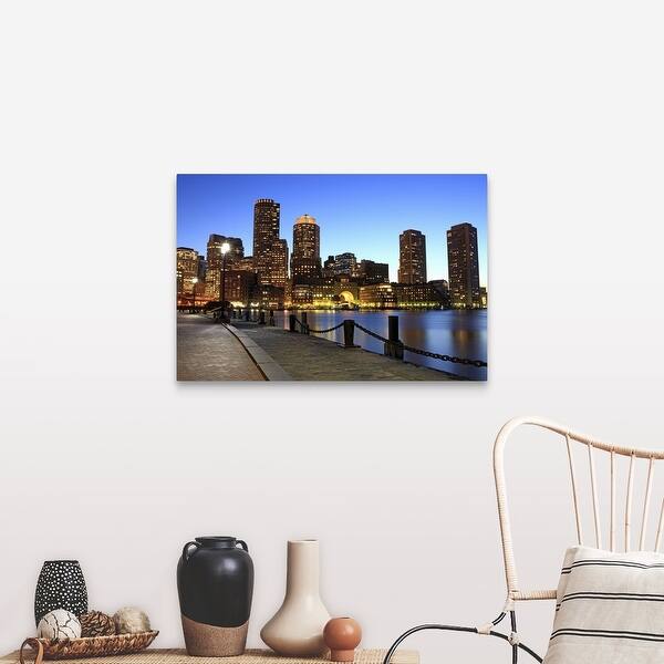 Shop Skyline At Boston Ma At Dusk Canvas Wall Art Overstock 16478494