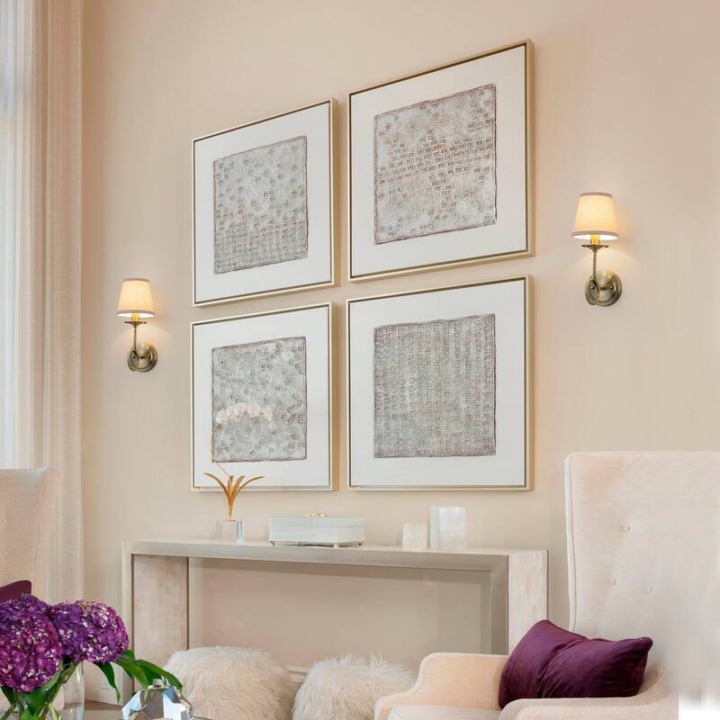 Antique Bronze Finish Wall Sconce with Trapezoid Linen Shade