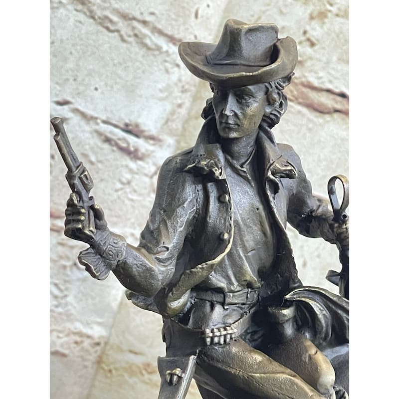 Original Kamiko Outlaw Wild West Bronze Marble Base Sculpture Statue Figurine