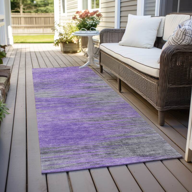 Machine Washable Indoor/ Outdoor Chantille Modern Ombre Rug - 2'3" x 7'6" - Purple