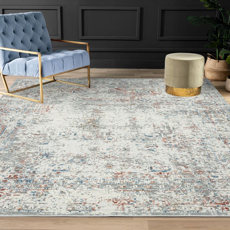 Lumina Vintage Transitional and Contemporary Area Rug - 9'6" X 13' - Multi/Ivory