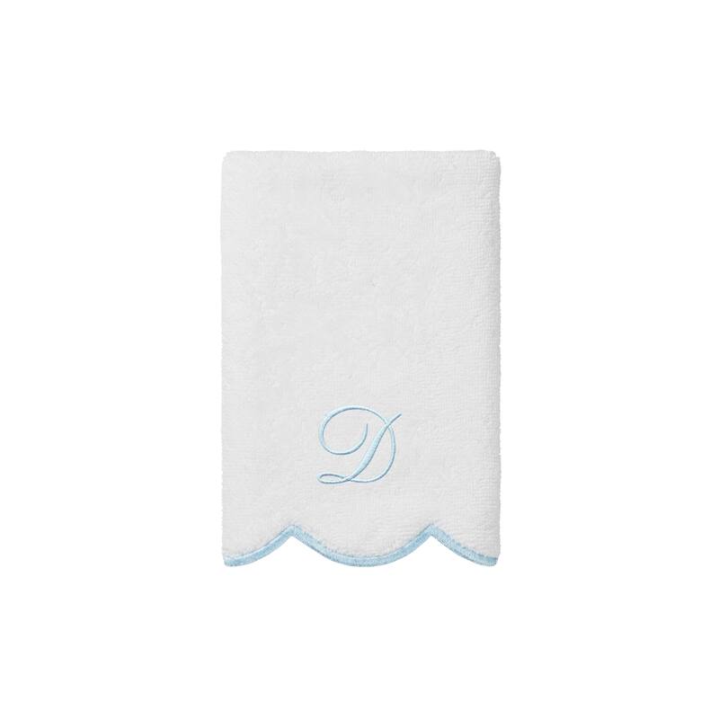 Authentic Hotel and Spa 100% Turkish Cotton Blue ADORNIA Scallop Personalized 3 Piece Towel Set - 3 Piece Set