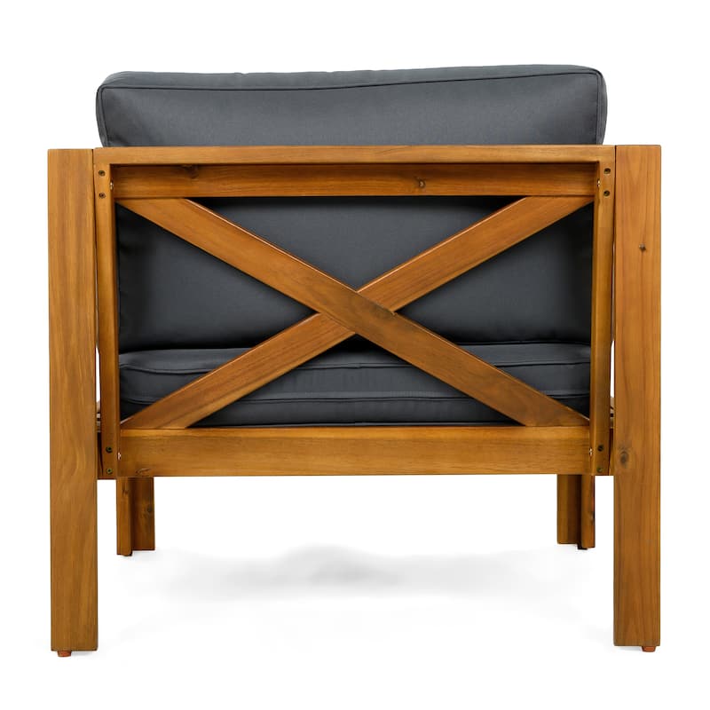 Christopher Knight Home - Caledon Patio Acacia Wood Club Chairs with Cushions(Set of 4)