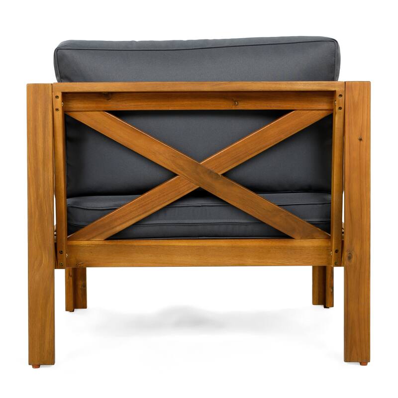 Wood Club Chairs Dark Grey Upholstered Reading Chair with Cushions, Coffee Chair Padded Chair Reception Chair Set of 4