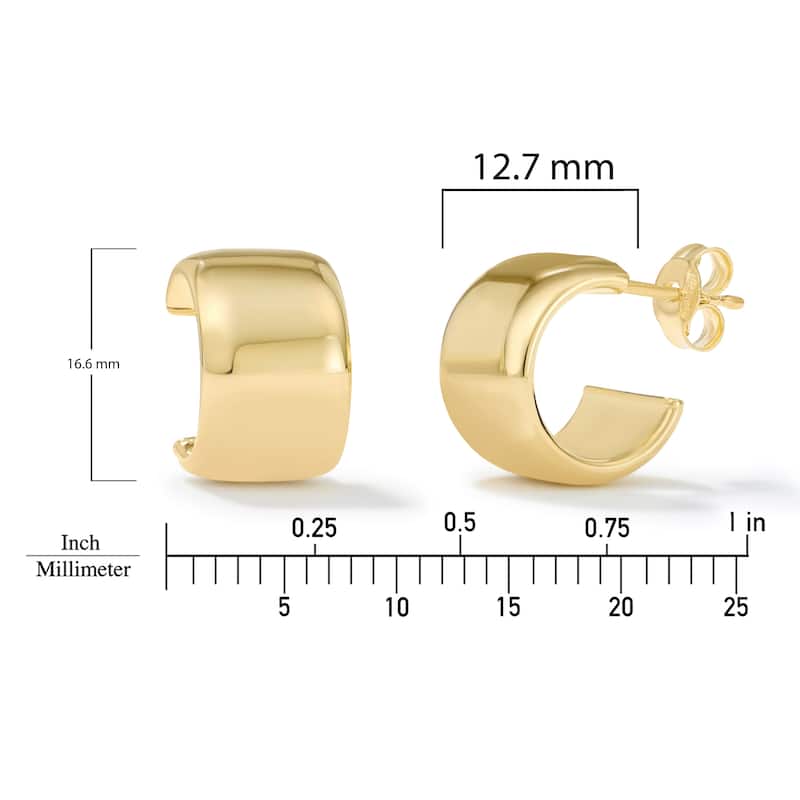 Clover 14K Yellow Gold High-Polish Half Hoop Stud Earrings
