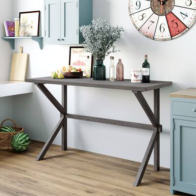 Clihome Wood Rustic Counter Height Kitchen Dining Table in Grey