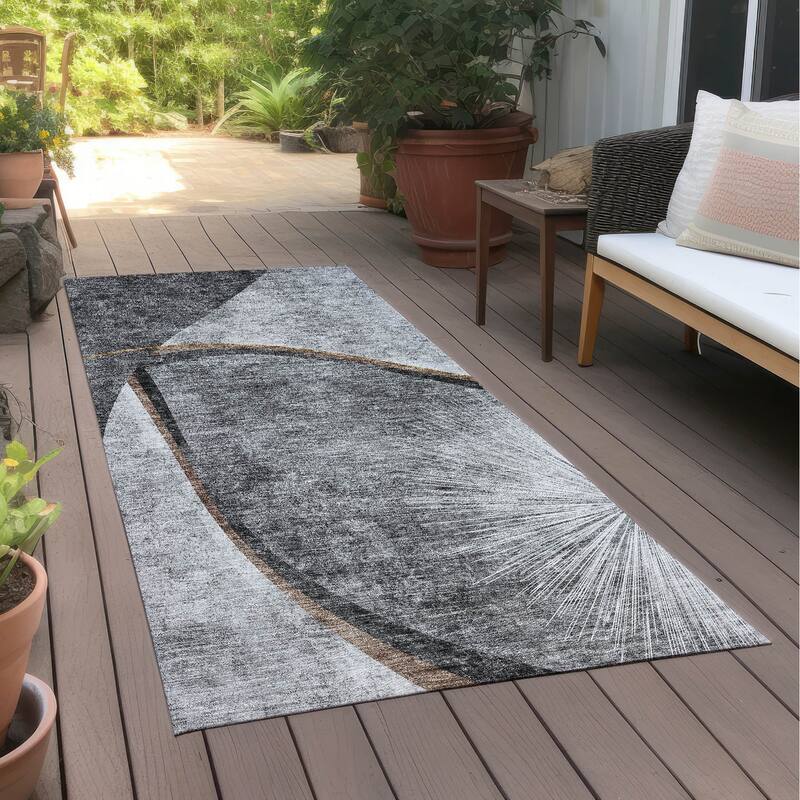 Machine Washable Indoor/ Outdoor Chantille Abstract Rug