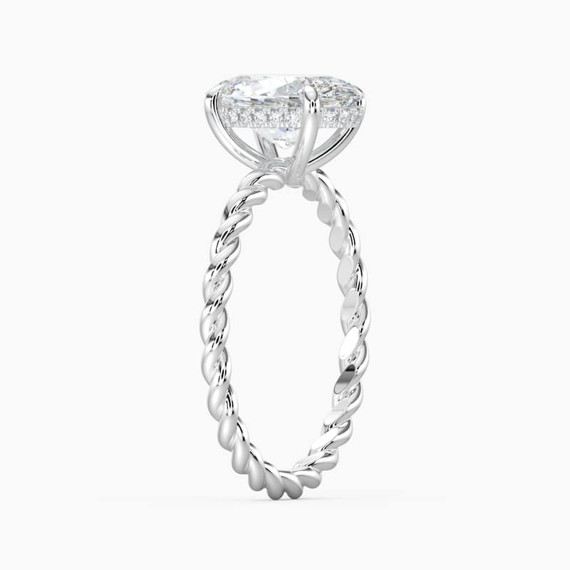 Auriya 14k Gold Lab Grown Oval Diamond Twisted Hidden Halo Engagement Ring 1.00 to 5.00 ct. tw. (F-G, VS)