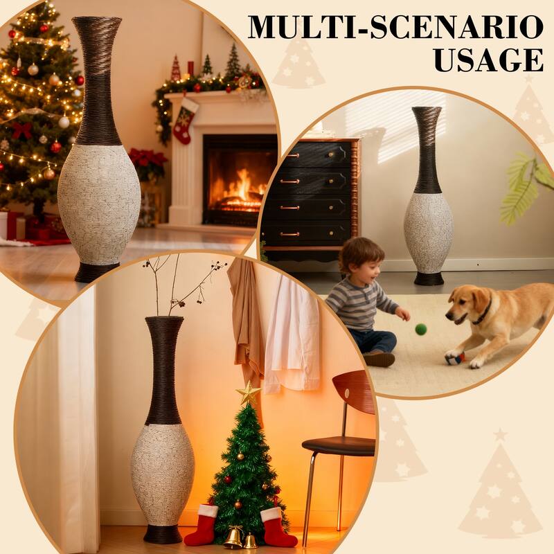 Hand-Woven PVC Rattan Floor Vase