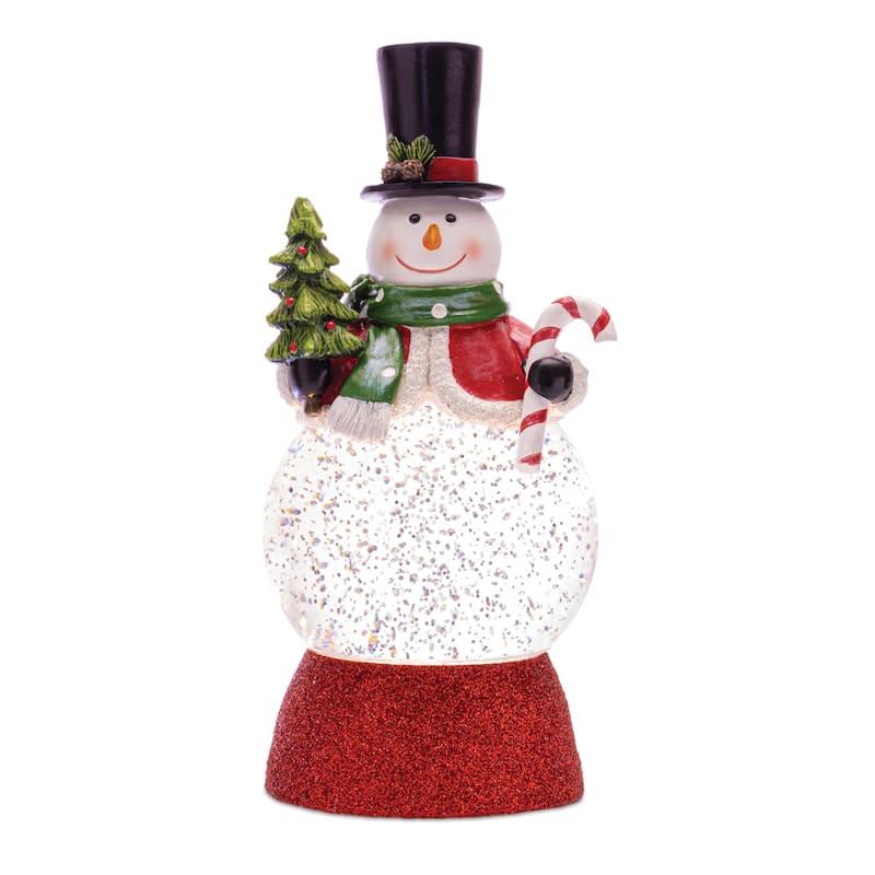 Set of 2 LED Snowman Snow Globes with Timer and USB Power - 3.75” x 3.75” x 8.5”