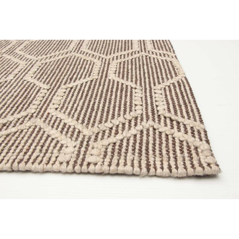 ECARPETGALLERY Braid weave Sienna Brown Wool Rug - 5'1 x 7'5