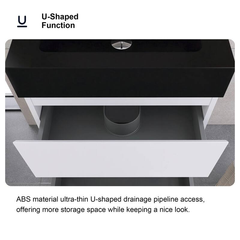 Single Sink Floating Bath Vanity in with Solid Surface Top