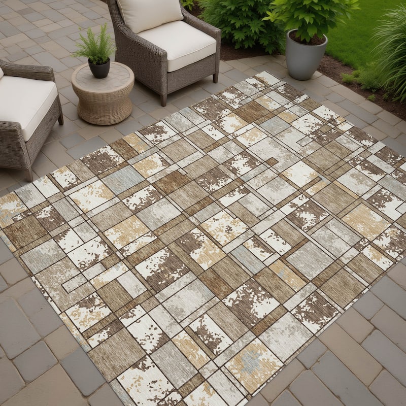 Machine Washable Indoor/ Outdoor Patchwork Chantille Rug