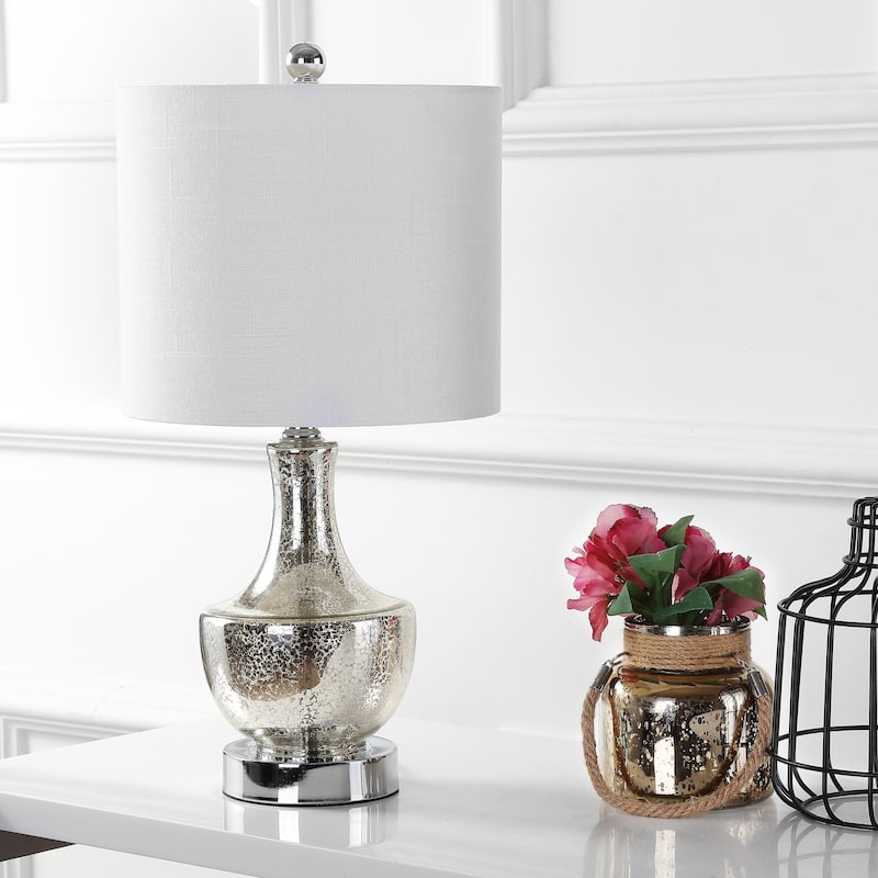 Colette 20" Mini Glass LED Table Lamp, Silver by JONATHAN Y