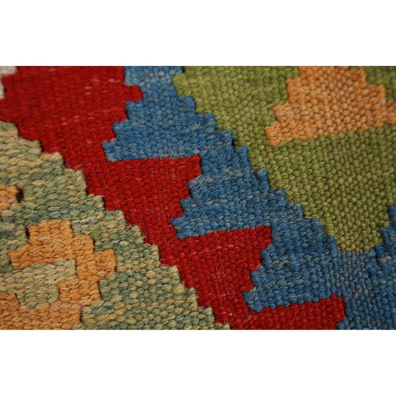 Hand Woven Oriental 100% Wool Carpet Southwestern All-Over Multi-Colored Kilim Area Rug - 8' 2'' X 5' 8''