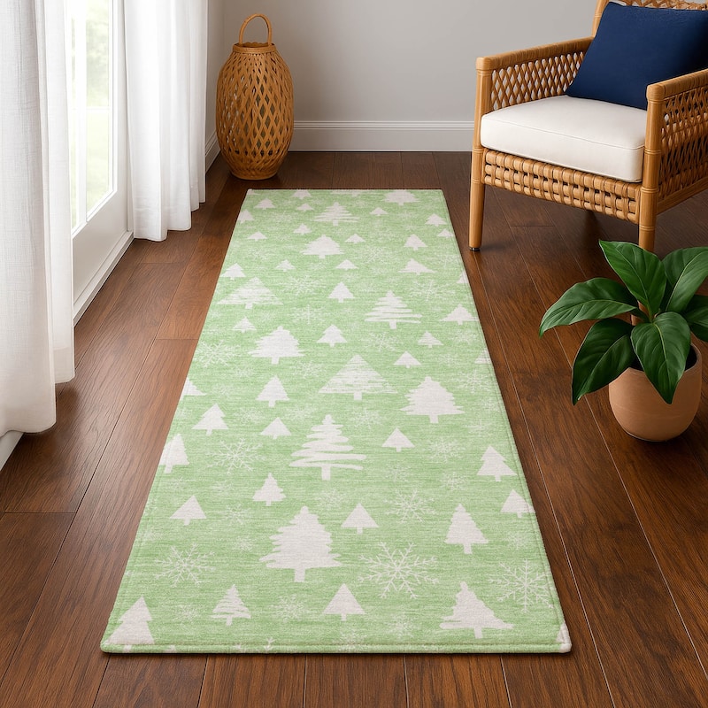 Premium Washable Super Soft Christmas Tree Mayfield Rug - Mint - 2'3" x 7'6"
